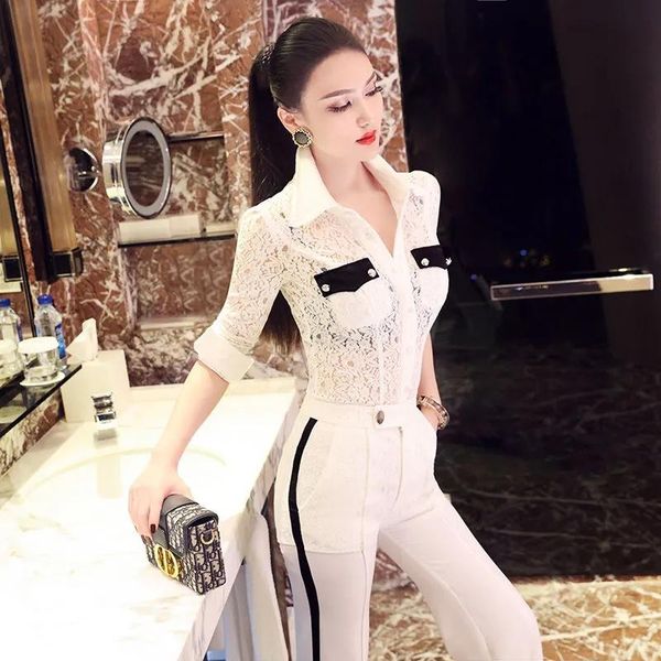 women's two piece pants women sets 2021 spring summer lady long sleeve hollow lace shirt +high waist flare pant trousers suits, White
women's two piece pants women sets 2021 spring summer lady long sleeve hollow lace shirt +high waist flare pant trousers suits, White