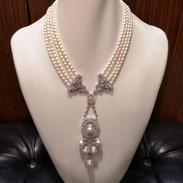 chains hand knotted natural 4-5mm white rice freshwater pearl micro inlay zircon short necklace fashion jewelry, Silver
chains hand knotted natural 4-5mm white rice freshwater pearl micro inlay zircon short necklace fashion jewelry, Silver
