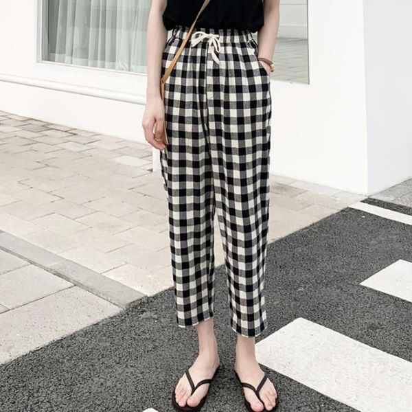 women's pants & capris vintage black plaid checkered japanese harajuku summer women casual ankle length harem loose wide leg cotton, Black;white
women's pants & capris vintage black plaid checkered japanese harajuku summer women casual ankle length harem loose wide leg cotton, Black;white