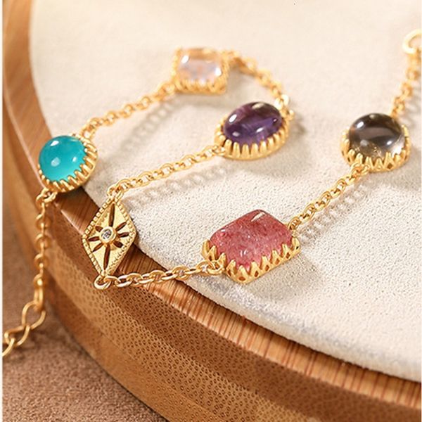 2021 new pure s925 sier gold-plated inlaid with natural strawberry crystal tianhe stone fresh temperament female bracelet 39qe, Black
2021 new pure s925 sier gold-plated inlaid with natural strawberry crystal tianhe stone fresh temperament female bracelet 39qe, Black