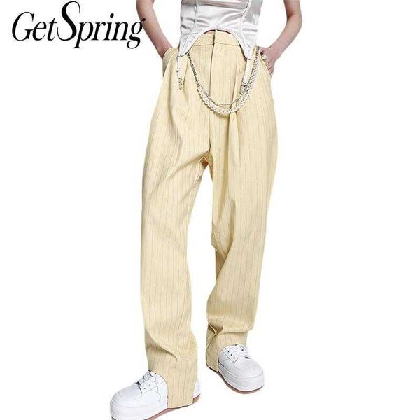 getspring women pants striped high waist arc lower leg trousers retro casual long loose fashion 210601, Black;white
getspring women pants striped high waist arc lower leg trousers retro casual long loose fashion 210601, Black;white