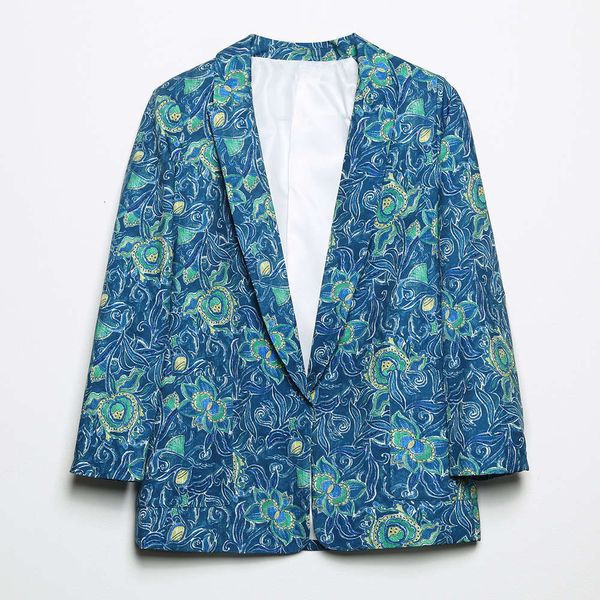 autumn style women's printed casual suit coat, Black;brown