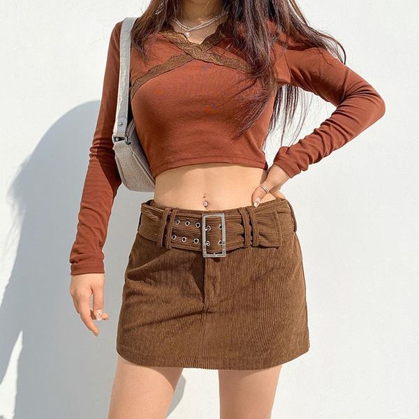 skirts aesthetics solid low rise corduroy y2k vintage with belt a-line brown fall 90s fashion short bottoms, Black
skirts aesthetics solid low rise corduroy y2k vintage with belt a-line brown fall 90s fashion short bottoms, Black