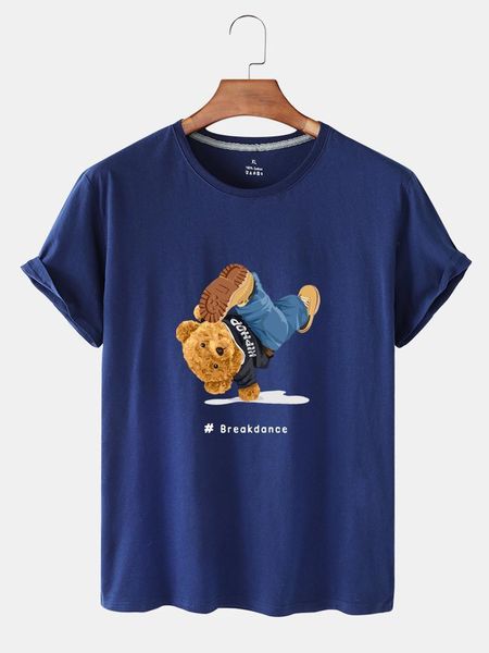 summer creative personality eco-friendly cute hip-hop bear pattern printing all-match fitness short sleeve woman's t-shirt women's, White