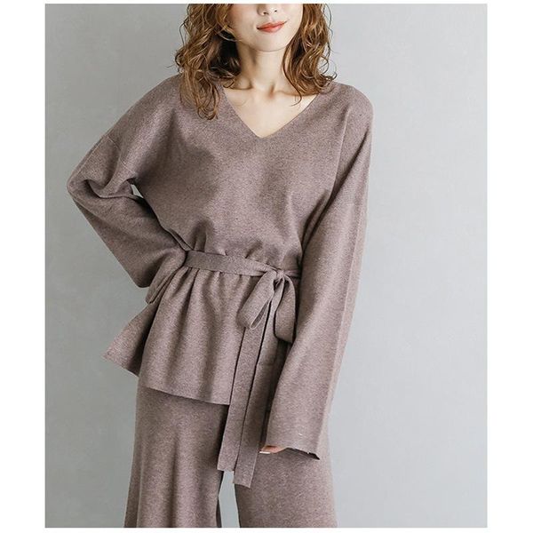 women's tracksuits sweater set women two piece v neck loose belt pullovers wide legs pants 2021 spring autumn knitted suits wholesale, Gray
women's tracksuits sweater set women two piece v neck loose belt pullovers wide legs pants 2021 spring autumn knitted suits wholesale, Gray
