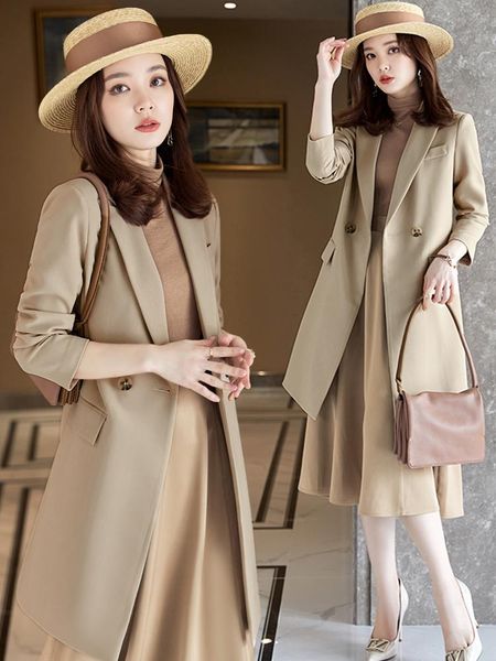 women's trench coats khaki windbreaker coat middle and long small 2021 style spring autumn beautiful suit, Tan;black
women's trench coats khaki windbreaker coat middle and long small 2021 style spring autumn beautiful suit, Tan;black