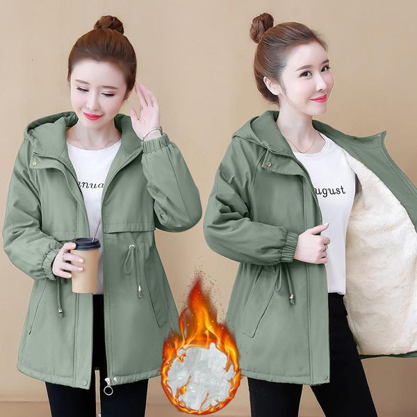 women's trench coats winter coat hooded plus velvet thicken windbreaker casual cotton jacket women 2021 drawstring slim jackets femme, Tan;black
women's trench coats winter coat hooded plus velvet thicken windbreaker casual cotton jacket women 2021 drawstring slim jackets femme, Tan;black