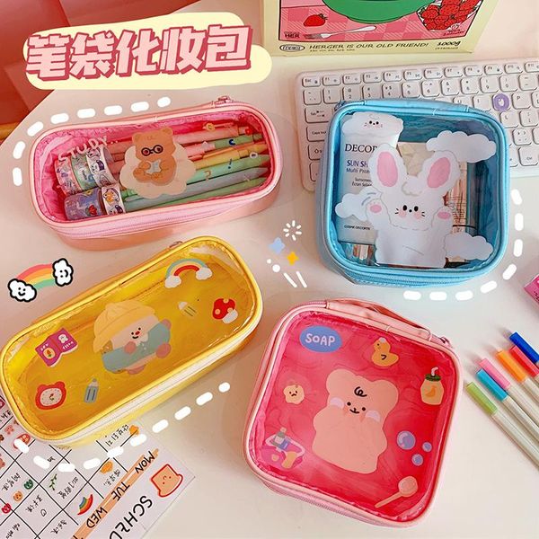 cosmetic bags & cases pu case female kawaii bear large capacity transparent pencil pen girls cute school supplies stationery mo33
cosmetic bags & cases pu case female kawaii bear large capacity transparent pencil pen girls cute school supplies stationery mo33