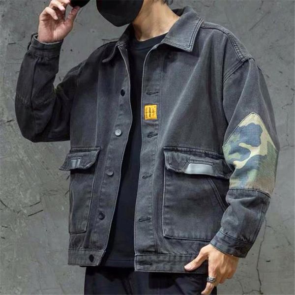 men's jackets jacket 2021 spring autumn turn-down collar coats wild outwear loose korean washed denim camouflage patchwork cargo, Black;brown
men's jackets jacket 2021 spring autumn turn-down collar coats wild outwear loose korean washed denim camouflage patchwork cargo, Black;brown