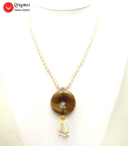 pendant necklaces qingmos natural 6-7mm white pearl necklace for women 19" chokers with 40mm donuts brown agates jewelry, Silver
pendant necklaces qingmos natural 6-7mm white pearl necklace for women 19" chokers with 40mm donuts brown agates jewelry, Silver