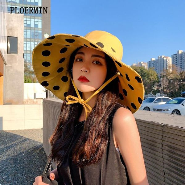wide brim hats 2021spring summer big dots sun hat for women cotton uv protection beach female foldable lady's bucket, Blue;gray
wide brim hats 2021spring summer big dots sun hat for women cotton uv protection beach female foldable lady's bucket, Blue;gray