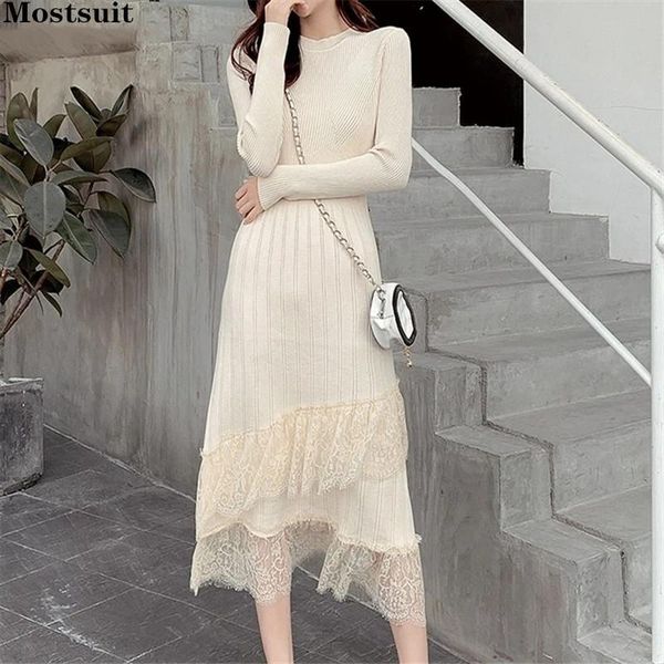 casual dresses lace spliced knitted women long dress full sleeve o-neck slim waist high stretch sweater solid elegant vintage vestidos, Black;gray
casual dresses lace spliced knitted women long dress full sleeve o-neck slim waist high stretch sweater solid elegant vintage vestidos, Black;gray