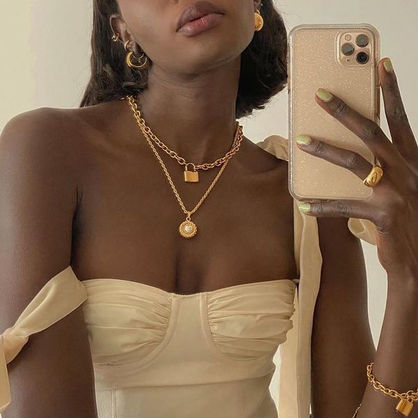 chokers small lock pendant thick chains necklace female fashion personalized causal earrings with bracelet, Golden;silver
chokers small lock pendant thick chains necklace female fashion personalized causal earrings with bracelet, Golden;silver