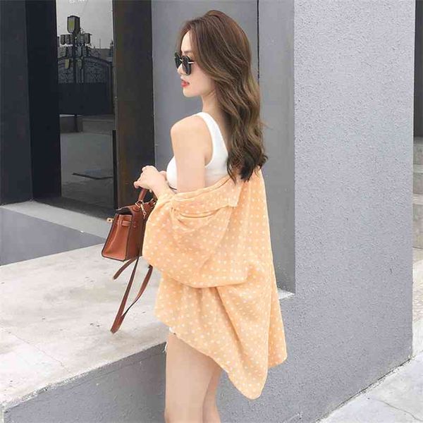summer polka dot long sleeve loose lantern chiffon sunscreen shirt female casual thin oversize blouse women 210601, White
summer polka dot long sleeve loose lantern chiffon sunscreen shirt female casual thin oversize blouse women 210601, White