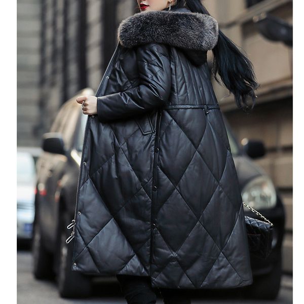 2021 new leather jacket winter women's long fur collar hooded genuine sheep down women brand thicking ces warm coat 57qr, Black
2021 new leather jacket winter women's long fur collar hooded genuine sheep down women brand thicking ces warm coat 57qr, Black