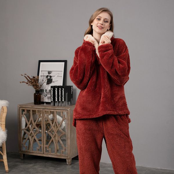 winter thick warm flannel pajamas suit for women sleepwear home clothing pijama homewear pyjamas set, Black;red
winter thick warm flannel pajamas suit for women sleepwear home clothing pijama homewear pyjamas set, Black;red