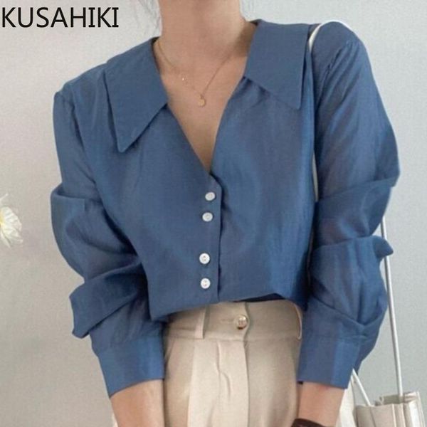 women's blouses & shirts kusahiki 2021 autumn elegant turn-dwon collar blouse shirt korean women chic solid fashion blusas camisas muj, White
women's blouses & shirts kusahiki 2021 autumn elegant turn-dwon collar blouse shirt korean women chic solid fashion blusas camisas muj, White