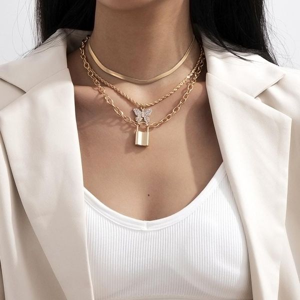 pendant necklaces jewelry simple ins style multi-layer tassel necklace female personality all-match diamond butterfly lock, Silver
pendant necklaces jewelry simple ins style multi-layer tassel necklace female personality all-match diamond butterfly lock, Silver