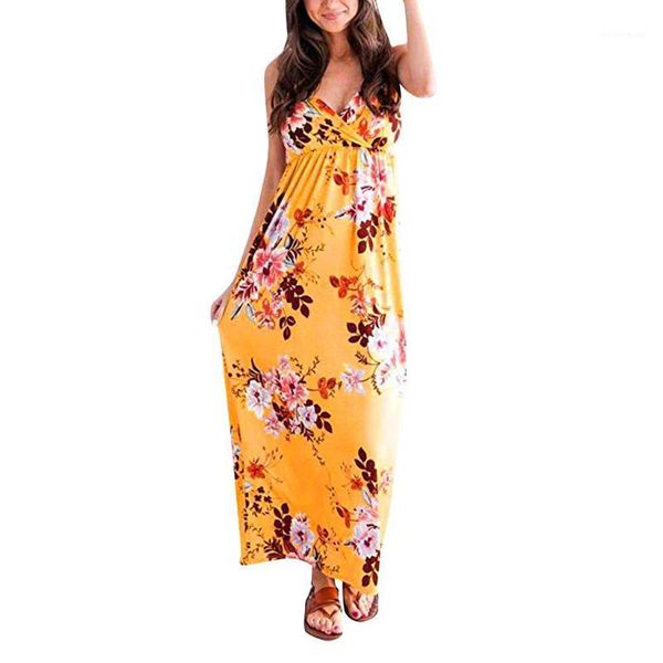 women's dress summer sundress beach tunic floral print deep vneck strap halter women party long holiday swimwear, White;black
women's dress summer sundress beach tunic floral print deep vneck strap halter women party long holiday swimwear, White;black
