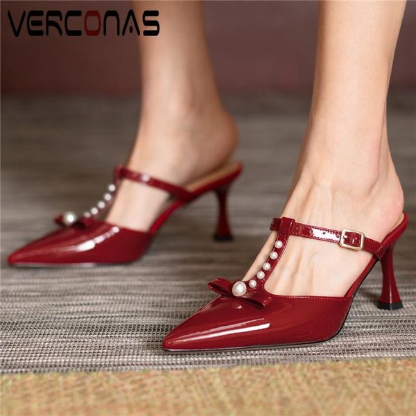 dress shoes verconas fashion women sandals pearl t-tied slippers thin heels genuine leather summer pointed toe party casual woman, Black
dress shoes verconas fashion women sandals pearl t-tied slippers thin heels genuine leather summer pointed toe party casual woman, Black