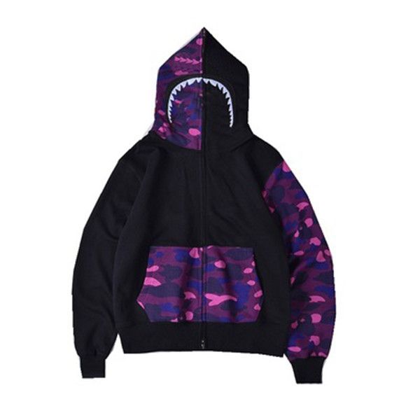 men's casual camouflage paneled hoodies sweatshirt bathing ape cardigan hip hop letters long sleeve shark print women men couples hoode, Black
men's casual camouflage paneled hoodies sweatshirt bathing ape cardigan hip hop letters long sleeve shark print women men couples hoode, Black