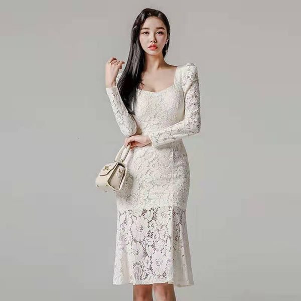 spring autumn korean style female waist square fishtail dress elegant lace party robes ta6352 mgbh, Black;gray
spring autumn korean style female waist square fishtail dress elegant lace party robes ta6352 mgbh, Black;gray