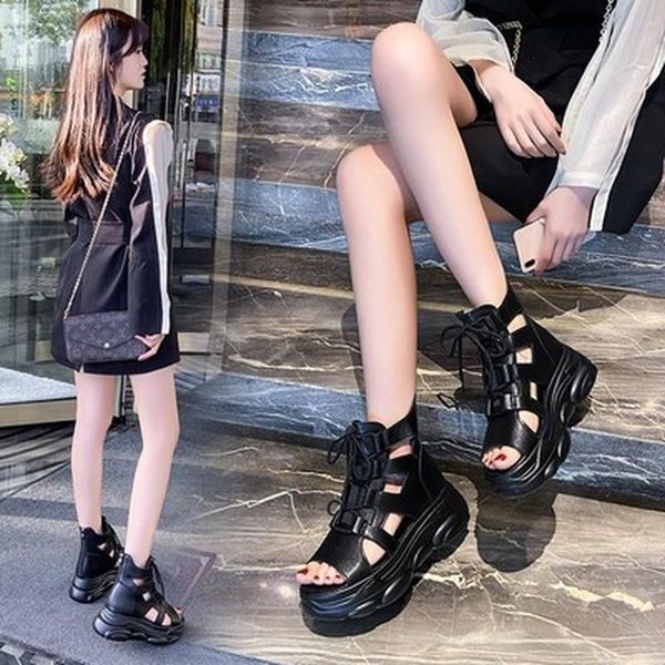 sandals 2021 hollow out platform peep toe women pu leather summer boots woman retro thick sole gladiator, Black
sandals 2021 hollow out platform peep toe women pu leather summer boots woman retro thick sole gladiator, Black