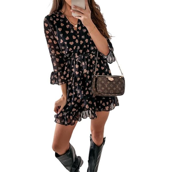 casual dresses elegant women half sleeves dress warp heart printed v-neck ruffled hem plus size summer vestidos, Black;gray
casual dresses elegant women half sleeves dress warp heart printed v-neck ruffled hem plus size summer vestidos, Black;gray