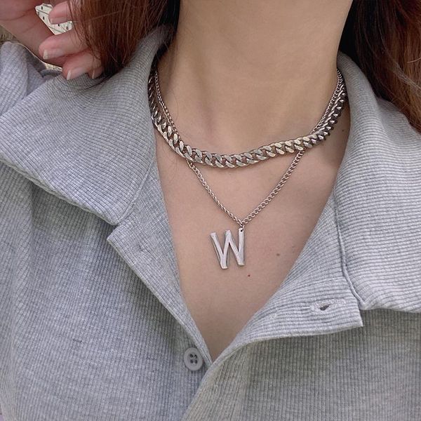 chains stainless steel necklace letter pendant thick chain silver color women punk jewelry double layer choker necklaces
chains stainless steel necklace letter pendant thick chain silver color women punk jewelry double layer choker necklaces