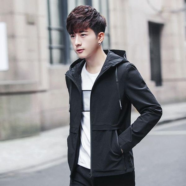 men's jackets men windbreaker spring cultivate one's morality leisure hooded jacket youth clothing, Black;brown
men's jackets men windbreaker spring cultivate one's morality leisure hooded jacket youth clothing, Black;brown