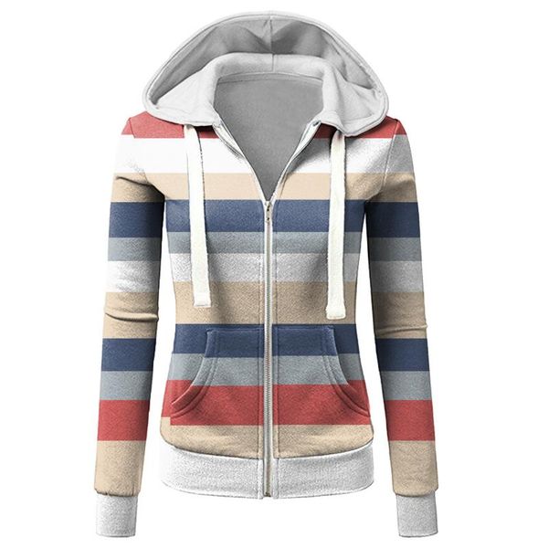 women's jackets hooded sweatshirt jacket women casual stripe print zipper outerwear hoodies thicken slim coats korean zip-up moletom#3, Black;brown
women's jackets hooded sweatshirt jacket women casual stripe print zipper outerwear hoodies thicken slim coats korean zip-up moletom#3, Black;brown