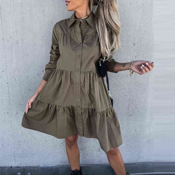 women elegant solid long sleeve button party dress fall fashion lapel pleated ruffle female mini dress casual loose shirt dress g1223, Black;gray
women elegant solid long sleeve button party dress fall fashion lapel pleated ruffle female mini dress casual loose shirt dress g1223, Black;gray