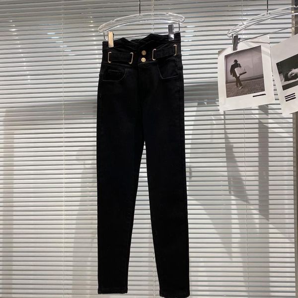 2021 new female winter arrival fashion metal decoration button black high casual waist denim pencil pants rmii, Blue
2021 new female winter arrival fashion metal decoration button black high casual waist denim pencil pants rmii, Blue