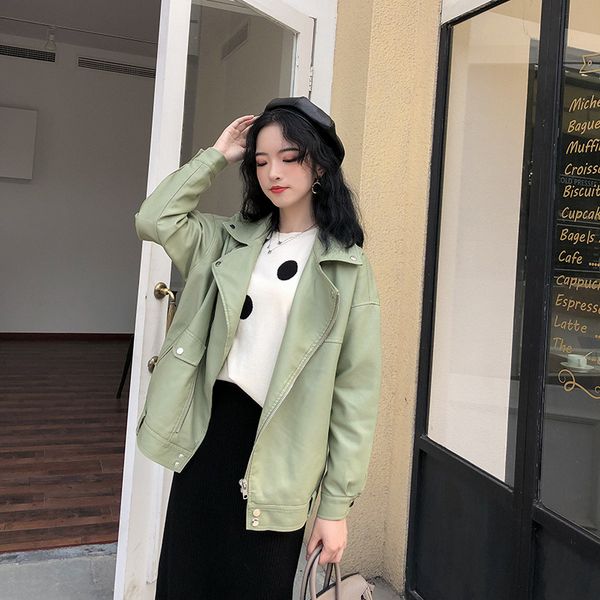 2021 new women spring loose faux jacket casual female green pu leather jackets outwear motocycle zipper ladies coat i38q, Black
2021 new women spring loose faux jacket casual female green pu leather jackets outwear motocycle zipper ladies coat i38q, Black