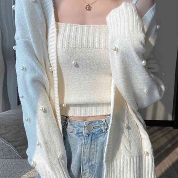 style loose outer wear white knitted cardigan women's gentle wind sweater coat 210812
style loose outer wear white knitted cardigan women's gentle wind sweater coat 210812