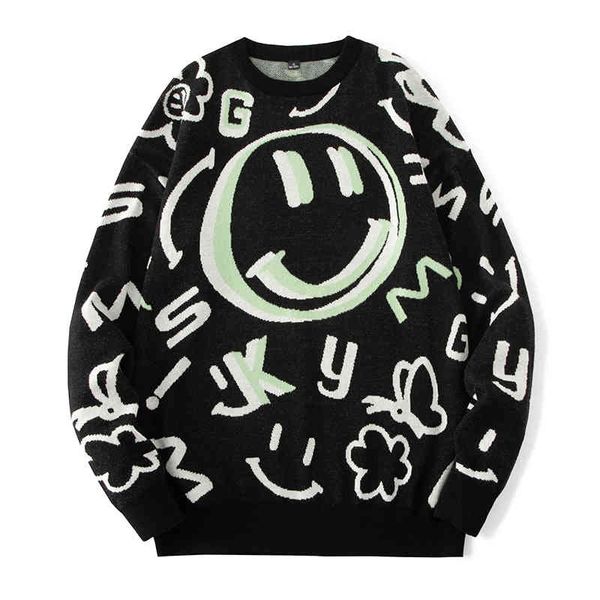 men's sweaters winter smiley face vintage sweaters male to korean neck fashions complete women's casual nightgown harajuku clothes, White;black
men's sweaters winter smiley face vintage sweaters male to korean neck fashions complete women's casual nightgown harajuku clothes, White;black