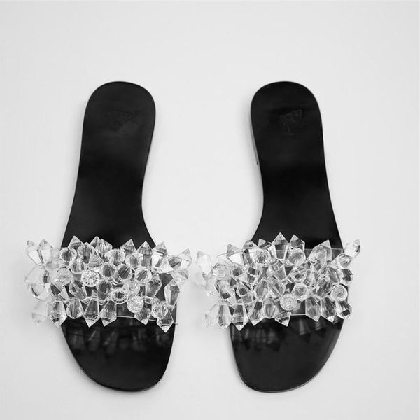 color beaded square head flat sandals women's wear transparent crystal shoes beach one-character slip-resistant, Black
color beaded square head flat sandals women's wear transparent crystal shoes beach one-character slip-resistant, Black