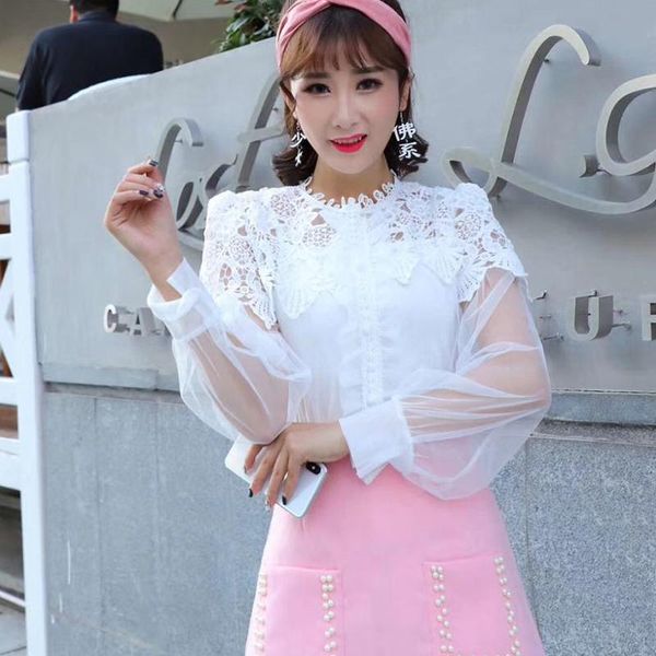 women's blouses & shirts blusas mujer de moda brand long-sleeve women spring ruffles fashion ladies lace mesh blouse clothes pink, White
women's blouses & shirts blusas mujer de moda brand long-sleeve women spring ruffles fashion ladies lace mesh blouse clothes pink, White