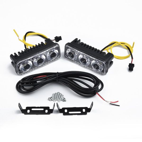 turn signal daytime running lights front fog car 3-led white+amber set
