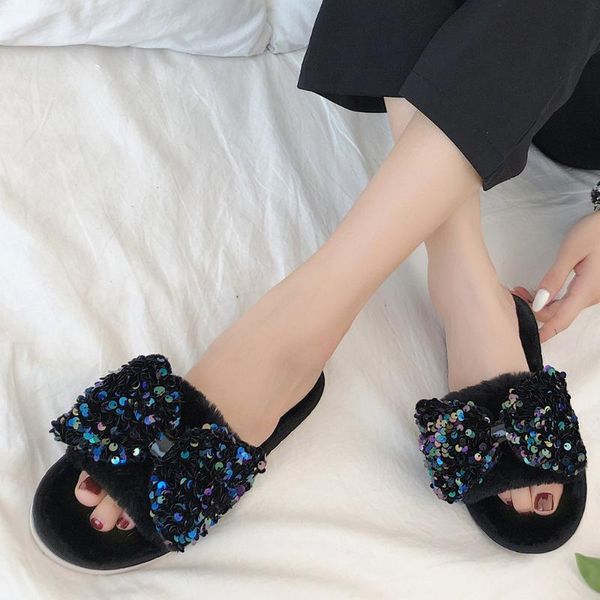 slippers bowknot women's fashion large size add wool warm flat heels slipper plus velvet non-slip winter indoor shoes d3, Black
slippers bowknot women's fashion large size add wool warm flat heels slipper plus velvet non-slip winter indoor shoes d3, Black