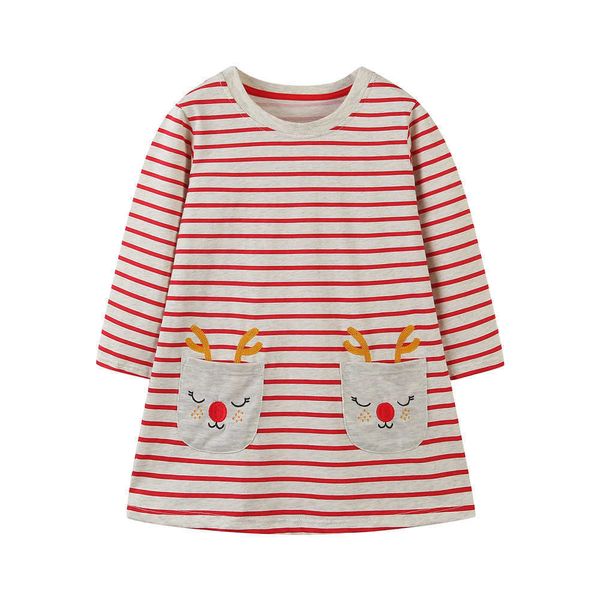 jumping meters christmas winter girls deer applique cotton long sleeve kids party dresses stripe baby clothing 210529, Red;yellow
jumping meters christmas winter girls deer applique cotton long sleeve kids party dresses stripe baby clothing 210529, Red;yellow