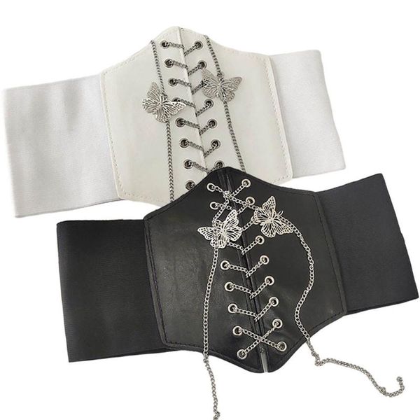 belts women super wide belt, metal butterfly chain elastic corset girdle fashion pu leather high waist belt dress accessories, Black;brown
belts women super wide belt, metal butterfly chain elastic corset girdle fashion pu leather high waist belt dress accessories, Black;brown