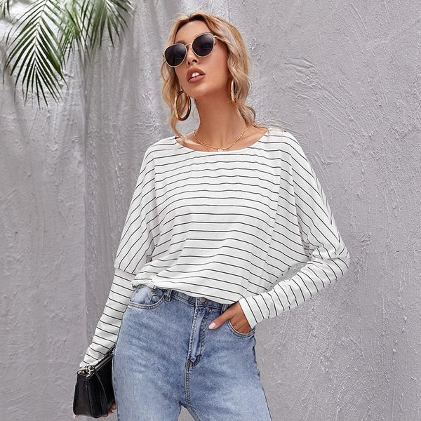 women striped t shirt casual batwing long sleeve office loose tees 2021 spring new fashion elegant home wear clothing 5s5h, White
women striped t shirt casual batwing long sleeve office loose tees 2021 spring new fashion elegant home wear clothing 5s5h, White