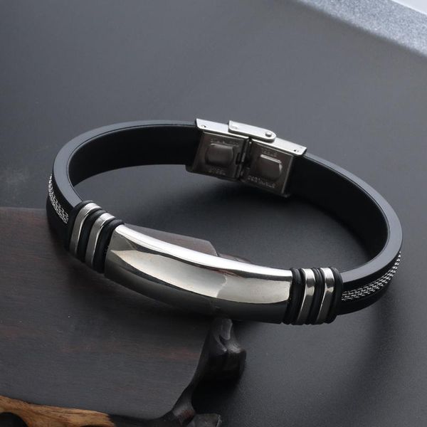 charm bracelets 2021 fashion jewelry stainless steel silicone bracelet men vintage titanium bangles cuff rubber, Golden;silver
charm bracelets 2021 fashion jewelry stainless steel silicone bracelet men vintage titanium bangles cuff rubber, Golden;silver