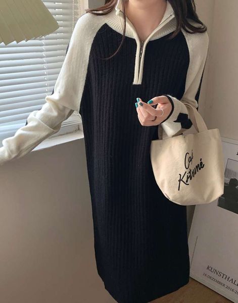 lapel zipper medium long sweater female autumn and winter college style loose outer soft waxy, White;black
lapel zipper medium long sweater female autumn and winter college style loose outer soft waxy, White;black