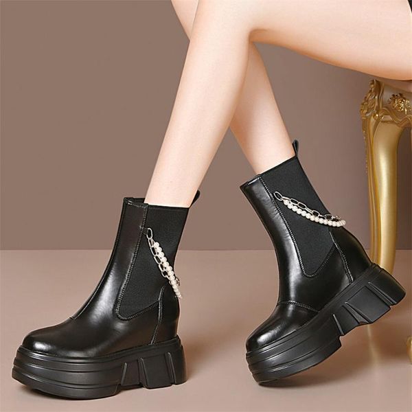 boots high platform pumps women genuine leather wedges heel ankle female winter round toe fashion sneakers casual shoes, Black
boots high platform pumps women genuine leather wedges heel ankle female winter round toe fashion sneakers casual shoes, Black