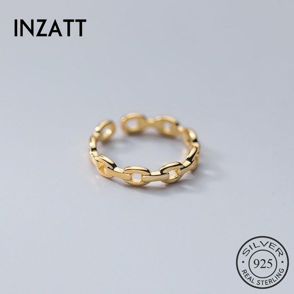 cluster rings inzagenuine 925 sterling silver chain adjustable ring for fashion women party punk fine jewelry 18k rose gold accessories, Golden;silver