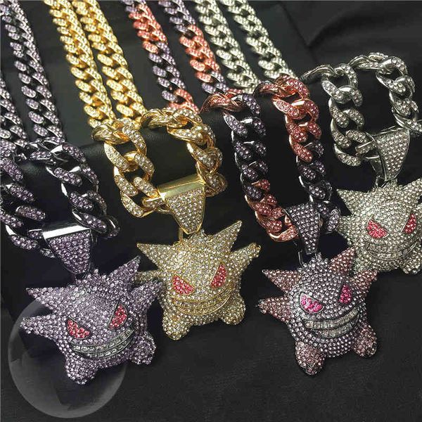 hip hop zircon anime ghost pendant with iced out bling rhinestone miami cuban chain choker necklace for men boy gothic jewelry, Silver
hip hop zircon anime ghost pendant with iced out bling rhinestone miami cuban chain choker necklace for men boy gothic jewelry, Silver