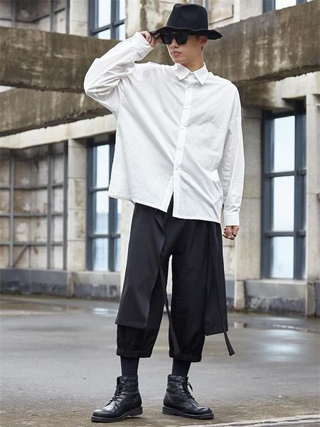 men's casual shirts long-sleeve shirt spring and autumn pure color personality strap decoration youth leisure loose large size, White;black
men's casual shirts long-sleeve shirt spring and autumn pure color personality strap decoration youth leisure loose large size, White;black