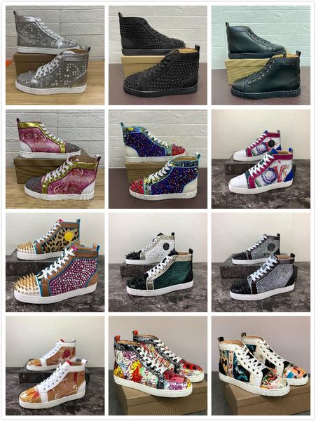 2021 men women casual shoes red bottom studded spikes fashion platform insider sneakers black white silver leather high boots size34-48
2021 men women casual shoes red bottom studded spikes fashion platform insider sneakers black white silver leather high boots size34-48